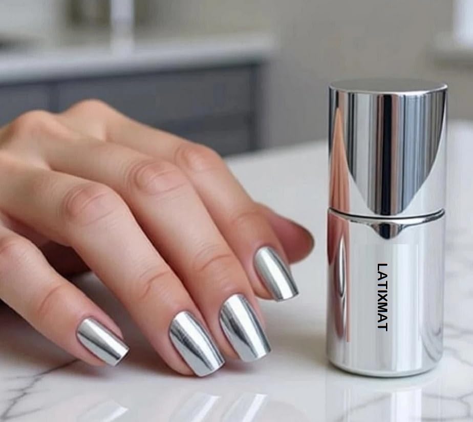 Mirror Nail Polish Silver Metallic Finish | Chrome Effect, High Pigmentation, Glossy Shine, Smooth Application, Mirror-Like Finish-image-43