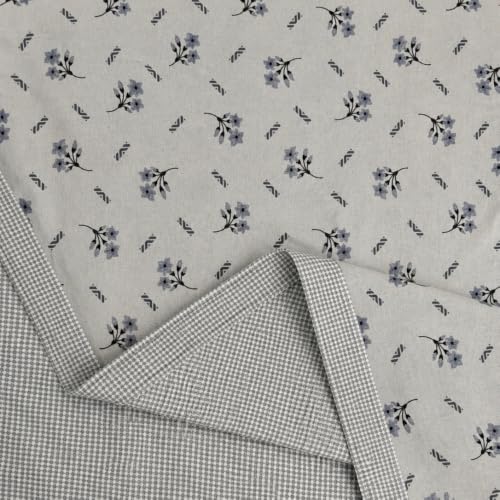 Image of Florida Reversible Cotton Dohar - Single Size (220x160 cm, 90 GSM, Dust Blue Floral Pattern), Soft & Lightweight Blanket for All Seasons, Breathable & Skin‑Friendly Fabric