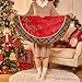 Valery Madelyn Christmas Tree Skirt for Tree Decorations, 48 Inch Fabric Traditional Red Green Gold Small Xmas Velvet Tree Skirt with Holly Leave Pattern & Tartan Trim Tree Merry Christmas Party Decor