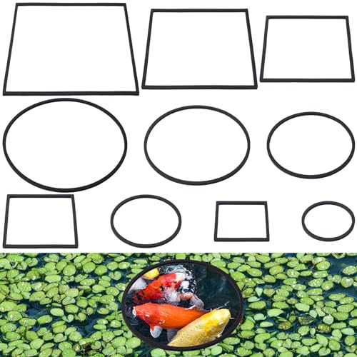 PAGOW 10pcs Fish Feeding Rings Set, Floating Aquarium Plant Corral, Round & Square Fish Feeder Rings for Fish Tank, Floating Plant Ring, Fish Tank Aquarium Accessories for Betta (Black)