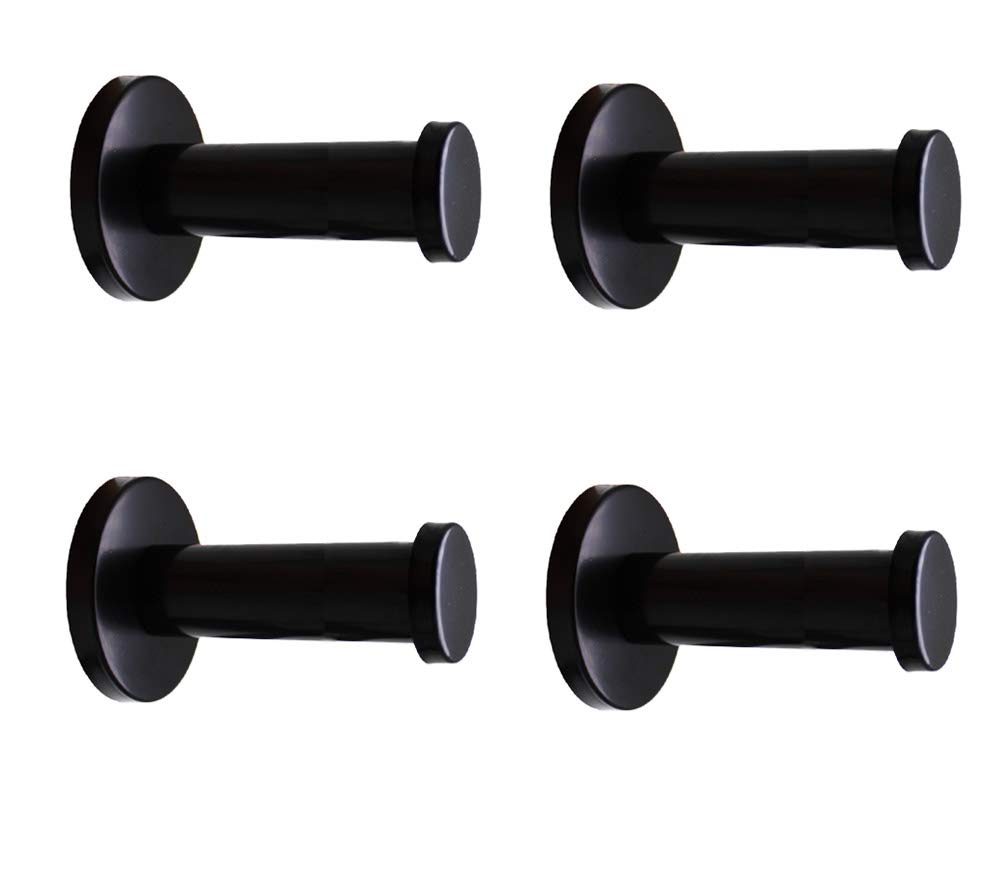 NELXULAS Classic Black Stainless Steel Heavy Duty Wall Mount Hooks, Bath Towel Hooks, Coat Hanger, Handbag Hooks, 4 in Pack (2-4/5")