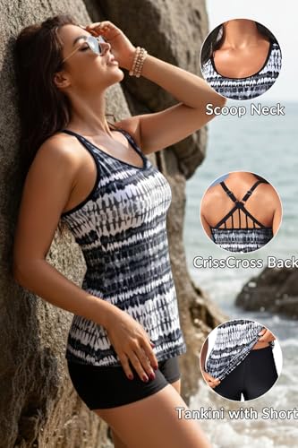 Model wearing onique Two-Piece Tankini with Boy Shorts.