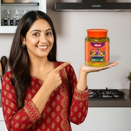Image of Nilon's Sher-E-Punjab Green Chilli Pickle (475 g) Homemade Hari Mirch Ka Aachar | Spicy Pickle in Authentic Punjabi Style with Green Chilli, Mustard Oil & Spices with No Added Artificial Colour