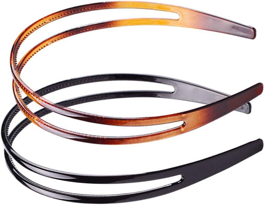 Minkissy Hard Plastic Headbands, 4pcs Double Row Hair Hoops Vintage No-slip Teeth Hair Bands for Women Girls - Image 3