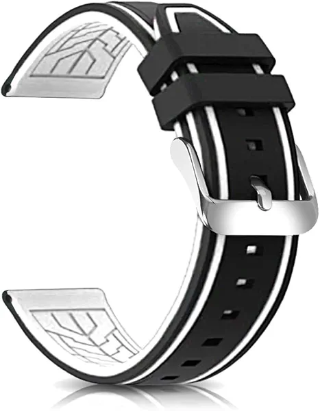 Narako Silicone Watch Bands Divers Model Replacement Rubber Watch Strap 20mm 22mm 24mm 26mm Waterproof Line Bicolor Silver Buckle for Men and Women Sport
