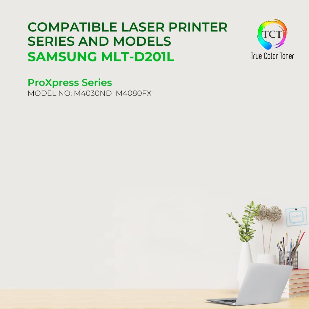TCT D201L Toner Cartridge 2 Pack - Premium Compatible Replacement for Samsung MLT-D201L Black High Yield Works with Samsung ProXpress M4080FX M4030ND Printers (20,000 Pages)
