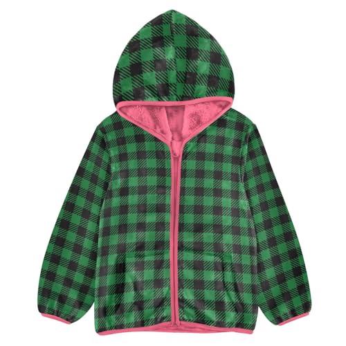GuoChe Green Black Small Plaid Fleece Jacket Toddler Boy