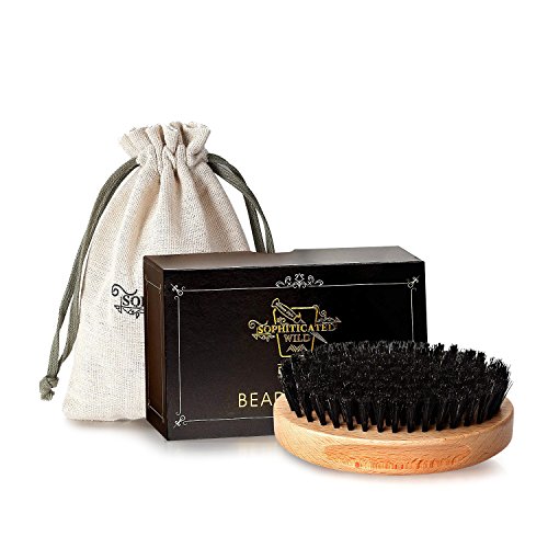 BFWood Beard Brush with Boar Bristle - Military Style (Black)