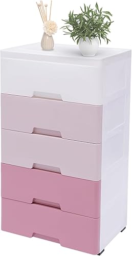 Armario de almacenamiento de plástico de 5 niveles con 5 cajones, armario vertical de almacenamiento de ropa, ahorro de espacio, para el hogar, 5