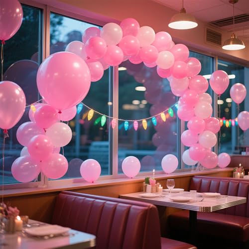 Image of Pink Balloons Light Pink Birthday Decorations 100 Pack 12 inch Round Gender Reveal Ballons for Valentines Birthday Wedding Anniversary Baby Shower Gender Reveal Party Decoration
