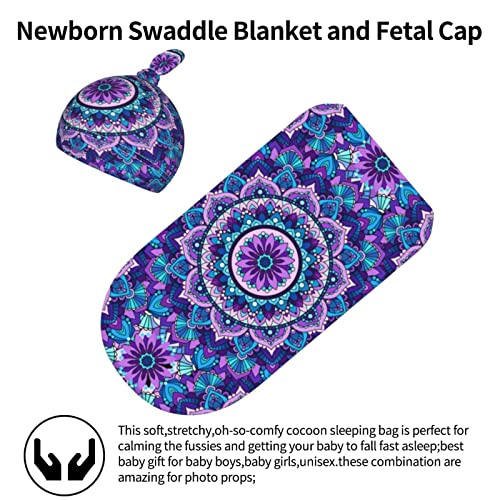 Purple Newborn Baby Swaddle Blanket Baby Receiving Blankets Baby Stuff Soft And Stretchy Wrap Baby Swaddle Sack For Infant Boy Girl Gifts With Beanie Hat Sets #TOP3