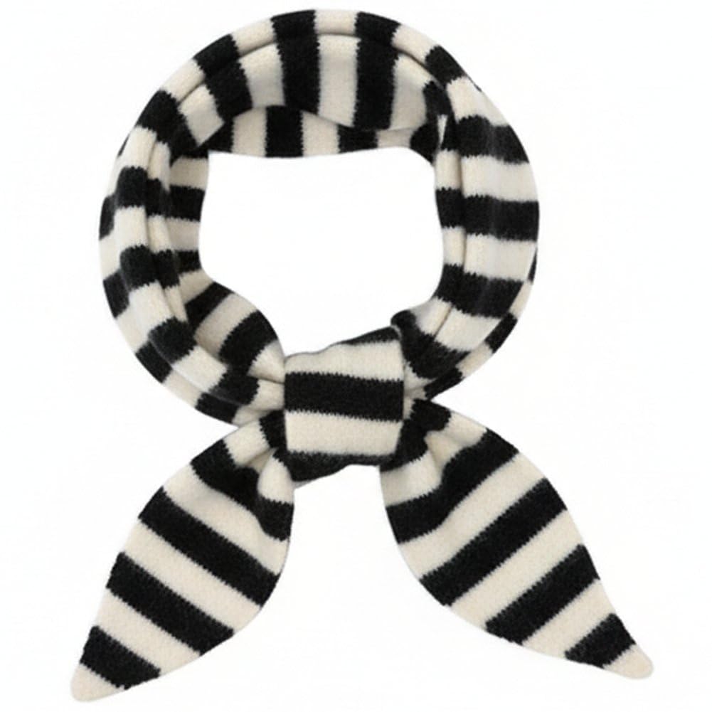 Fituenly Stripe Knitted Triangle Scarf for Women Aesthetic Headscarf Shawl Cozy Neck Warmer Versatile Head Wrap Cottagecore Streetwear Stylish Fall Winter Accessories