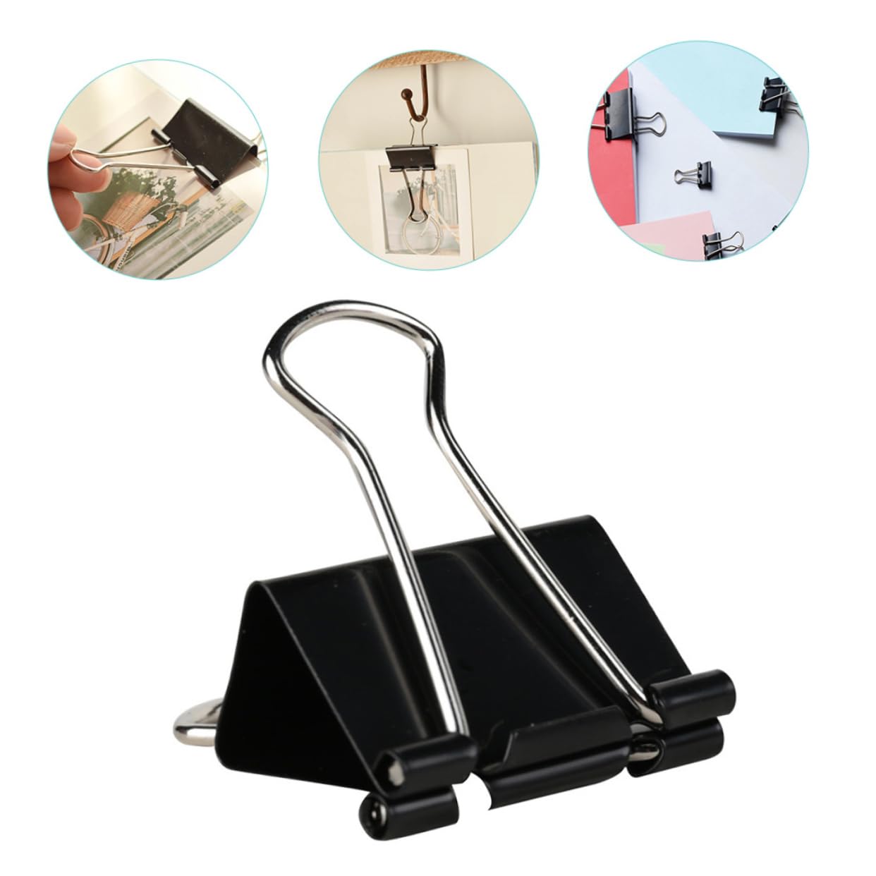 Binder Clips Metallici Neri 51mm, 36 Pezzi, Clip Raccoglitori | Fermagli per Carta per Scuola e Ufficio, Back To School Party, Oggetti per Scuola