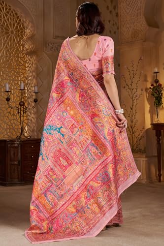 Image of SGF11 Women's Kanjivaram Pure Soft Silk Saree With Unstitched Blouse Piece