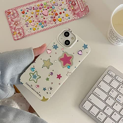 Ywyuhe Sparkly Star Phone Case Compatible With Iphone 12, Cute Korean Bling Glitter Stars Case For Women Girls + Colorful Heart Rhinestone Sticker #TOP1