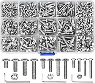 520 Pcs Bolts and Nuts 304 Stainless Steel Hex Bolts Set M3 M4 M5 Hex Socket Button with 3 L-Handle Hex Wrenches