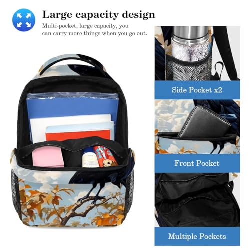 Sac à dos daypack corbeau multicolore 2 pièces avec grand volume