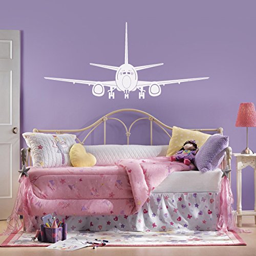 Airplane Wall Decal Vinyl Plane Wall Sticker Transportation Aircraft Decal Wall Graphic Wall Mural Home Art Decor White