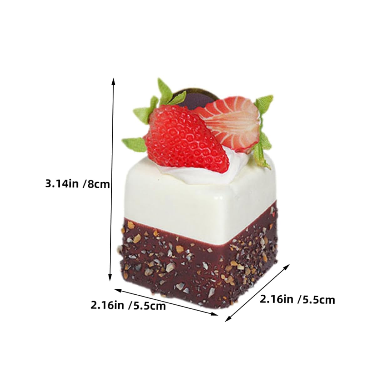 8pezzi Simulazione di Torta Francese di Fragole Torta Artificiale Base Magnetica da Esposizione per Tavolo da Dessert per Feste Cibo Finto per Foto Decorazione da Cucina