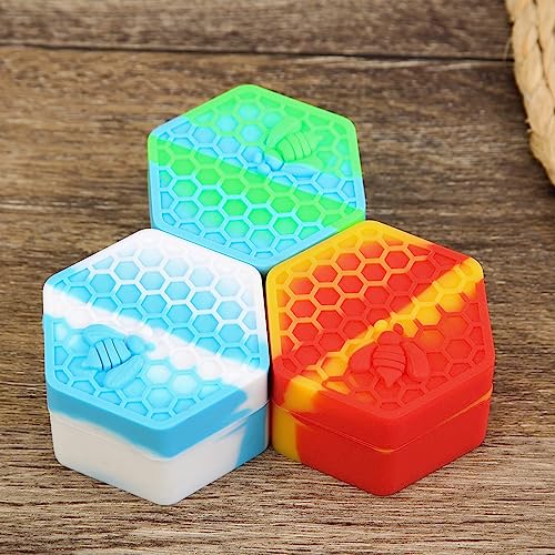 3Pieces Hexagonal Non-Stick Silicone Container Jars Set, 26 Ml Silicone Bee Containers, Multi-Purpose Silicone Cans For Paint, Essential Oil, And Lip Balm #TOP1