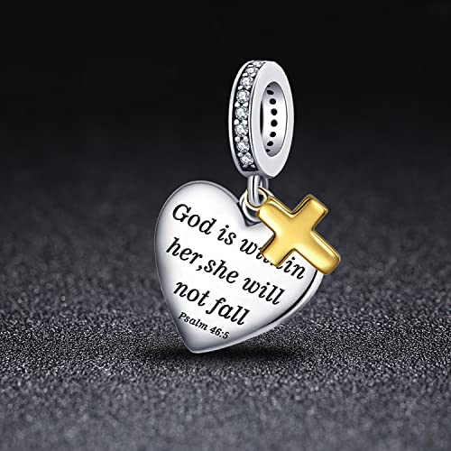 Love Heart Charm Fit for Charms Bracelet Christian Bible Verse Cross Charm Prayer Faith Religious Jewelry Gifts for Women2