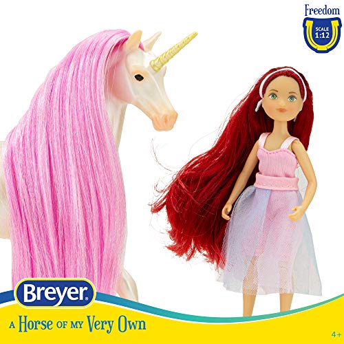 Breyer Horses Freedom Series Unicorn and Rider Set | Sky & Meadow | Fantasy Horse and Rider Set | Horse Toy | 9.75" x 7" | 1:12 Scale | Model #61147