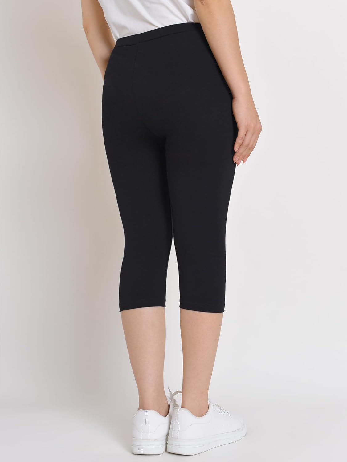 Weintee Women's 14" Petite Cotton Capri Leggings Knee Length - Image 3