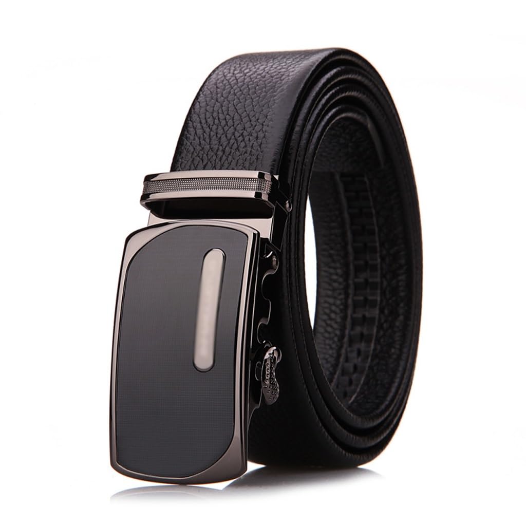 Mens Business Cowhide Automatic Buckle Belt Waist 130cm