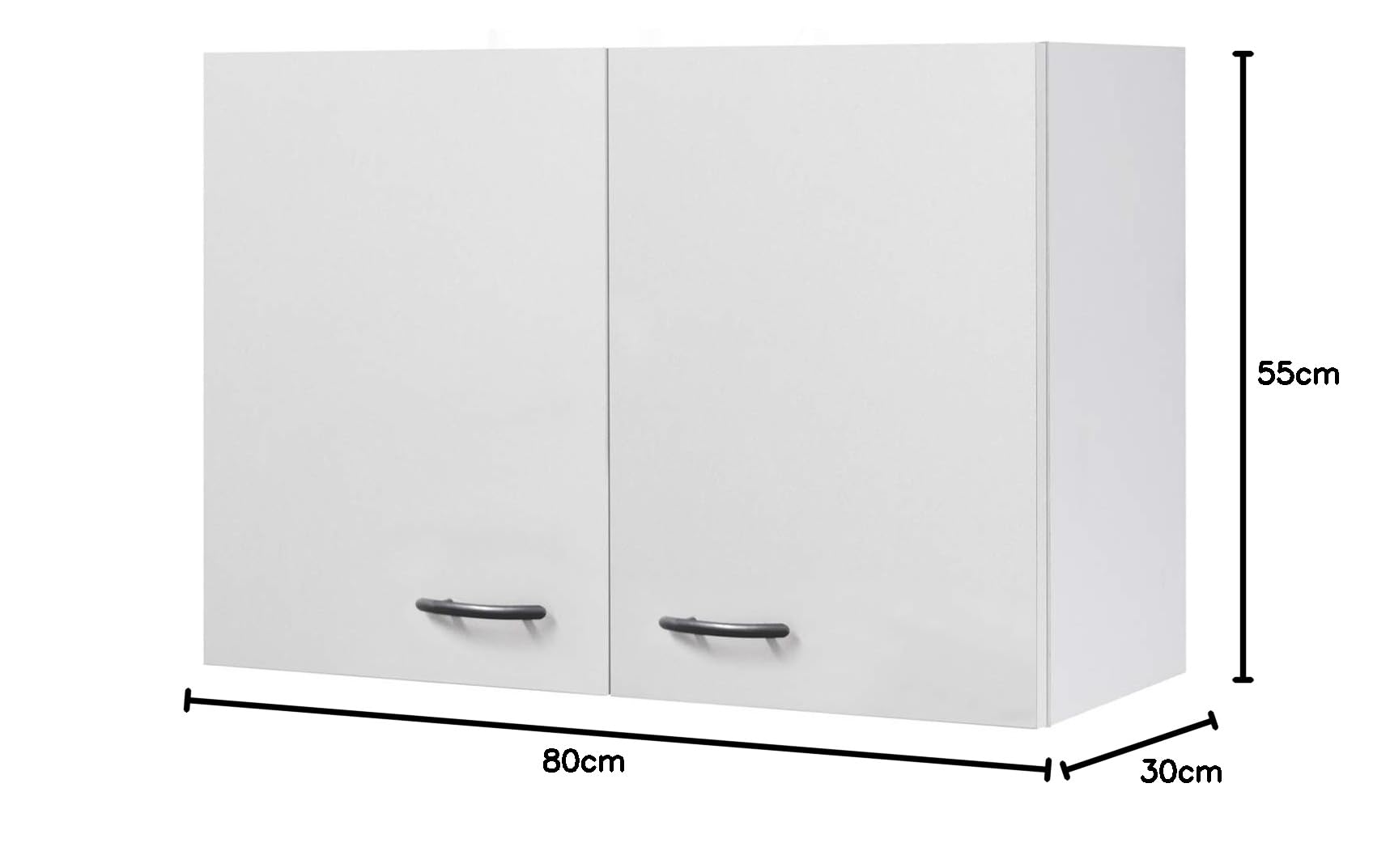 Flex-Well Küchen-Hängeschrank UNNA - Oberschrank vielseitig einsetzbar - 2-türig - Breite 80 cm - Weiß