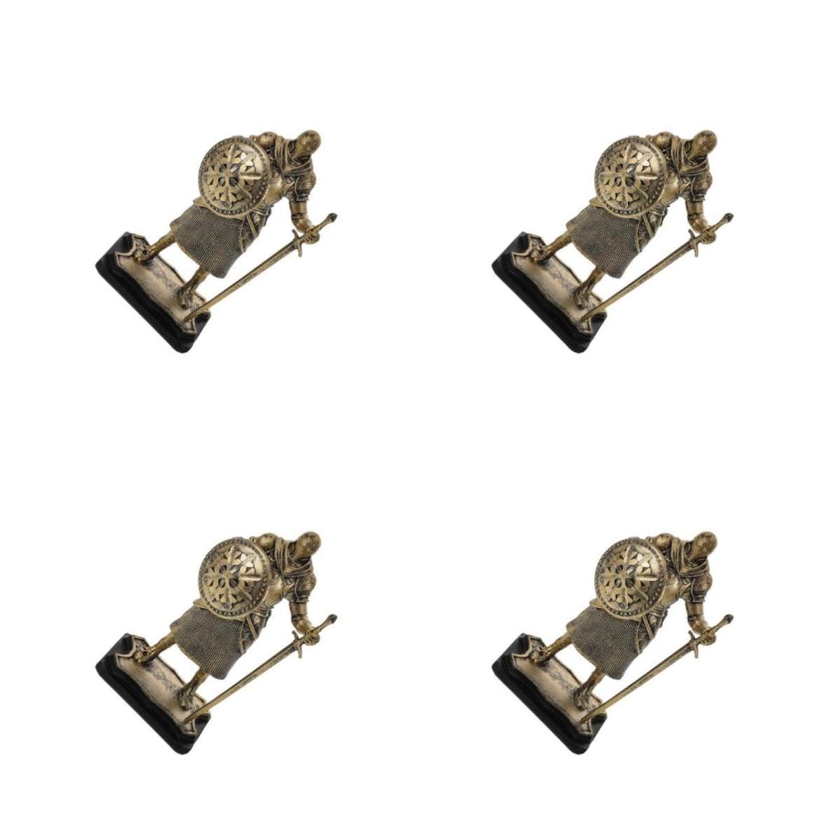 Operitacx 4 Piezas Estatua de Resina de Caballero Vintage Dorado para