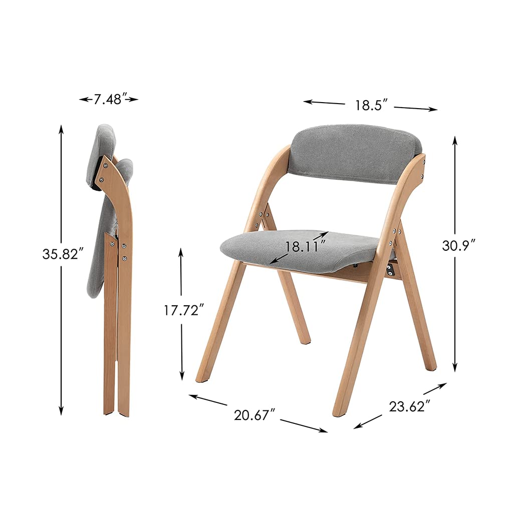 Juego de 2 sillas plegables, asiento acolchado tapizado, silla apilable de madera para eventos, hogar, oficina, boda, fiesta, picnic, silla de comedor resistente