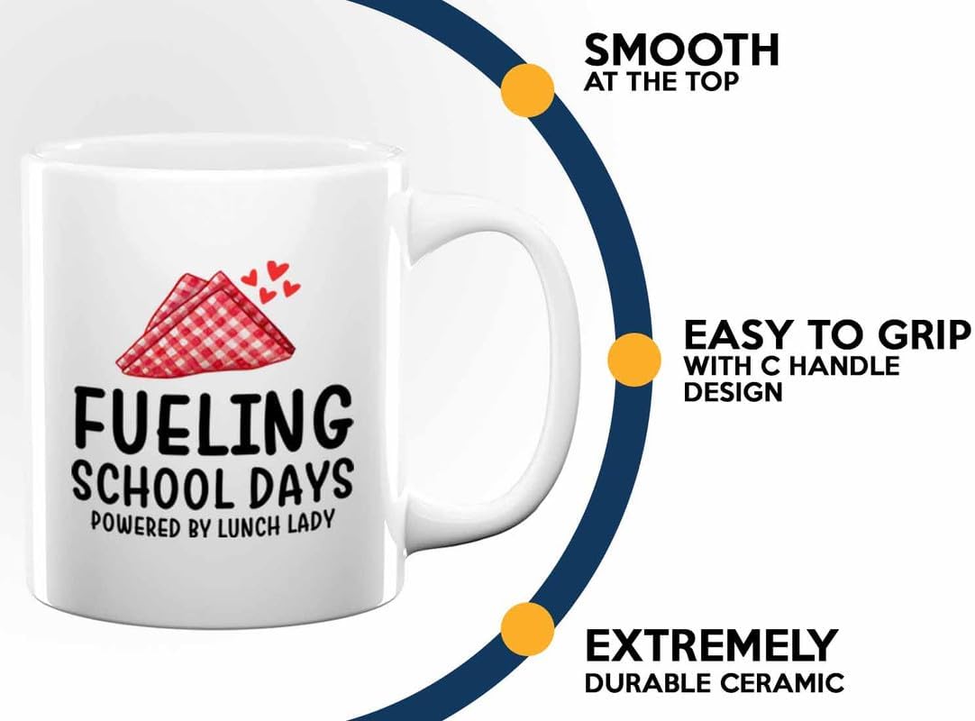 Lunch Lady Coffee Mug 11oz White - Fueling School Days - Cafetaria Lunch lady High school serving food student image 4