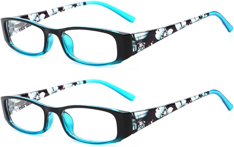 VVDQELLA Computer Reading Glasses, 2 Pair Blue Blocking Reading Glasses for UV Protection Anti Glare Spring Hinges Women & Men (Blue, 1.00)