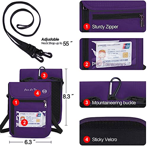 Wealth & Strength Passport Holder Neck Pouch With Rfid Blocking-Travel Neck Wallet To Keep Your Cash, Credit Cards And Documents Safe For Men & Women (Purple) #TOP4