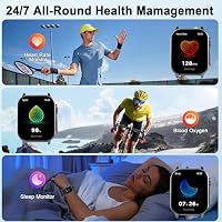 Smartwatch Damen Herren, 2.01" HD AMOLED Curved Smartwatch mit Bluetooth-Anrufe, Fitnessuhr mit Pulsmesser Schlafmonitor Schrittzähler, IP68 Wasserdicht, Lange Akkuleistung, Smart Uhr für iOS Android – Ansicht 5