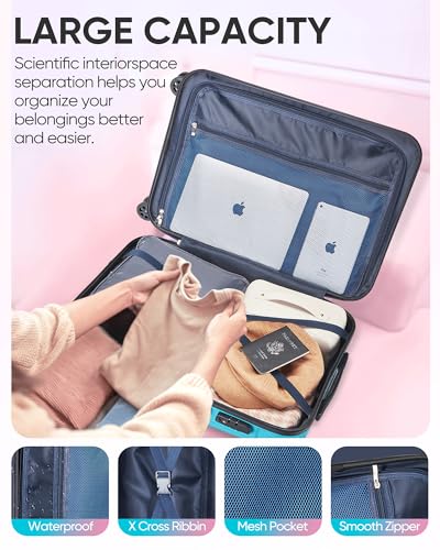 Image of Large Checked Luggage Hardside Suitcase with Spinner Wheels, 27in