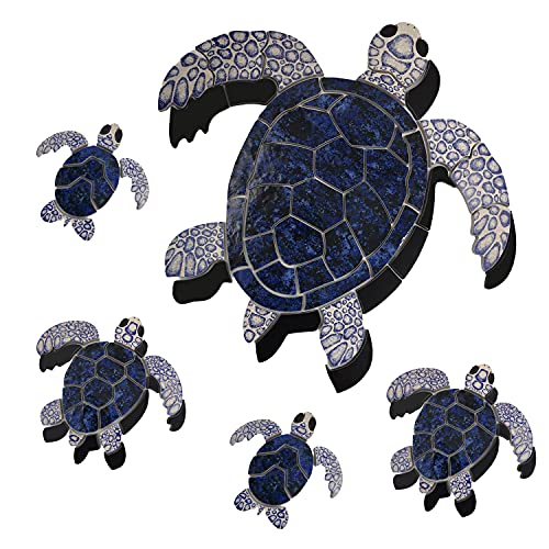 Blue Sea Turtle Family Porcelain Swimming Pool Mosaic