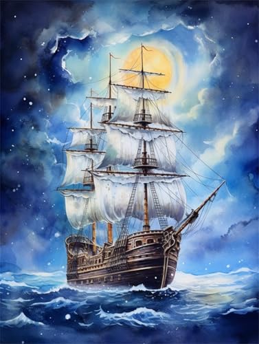 Broderie de Perles Bateau à Voile Kit Débutant sans Stress 50x60