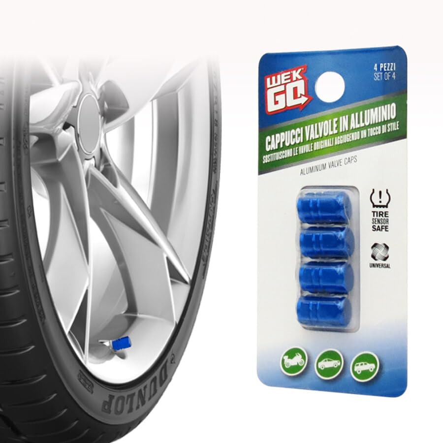 Diam. interno: 7mm Cappucci valvole Exagonal style Blu 4pz