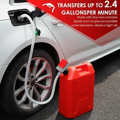 Bomba de transferencia de combustible de 2.4 GPM portátil a baterías AA con manguera de 51" 4