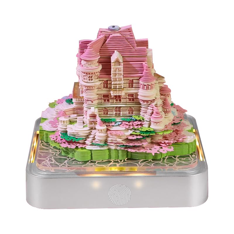 3D Notepad, 3D Calendar Tear Off 2025, 2025 Desk Calendar Notepad with Light, Paper Sculpture Desktop Ornament (Love Lock with Light)