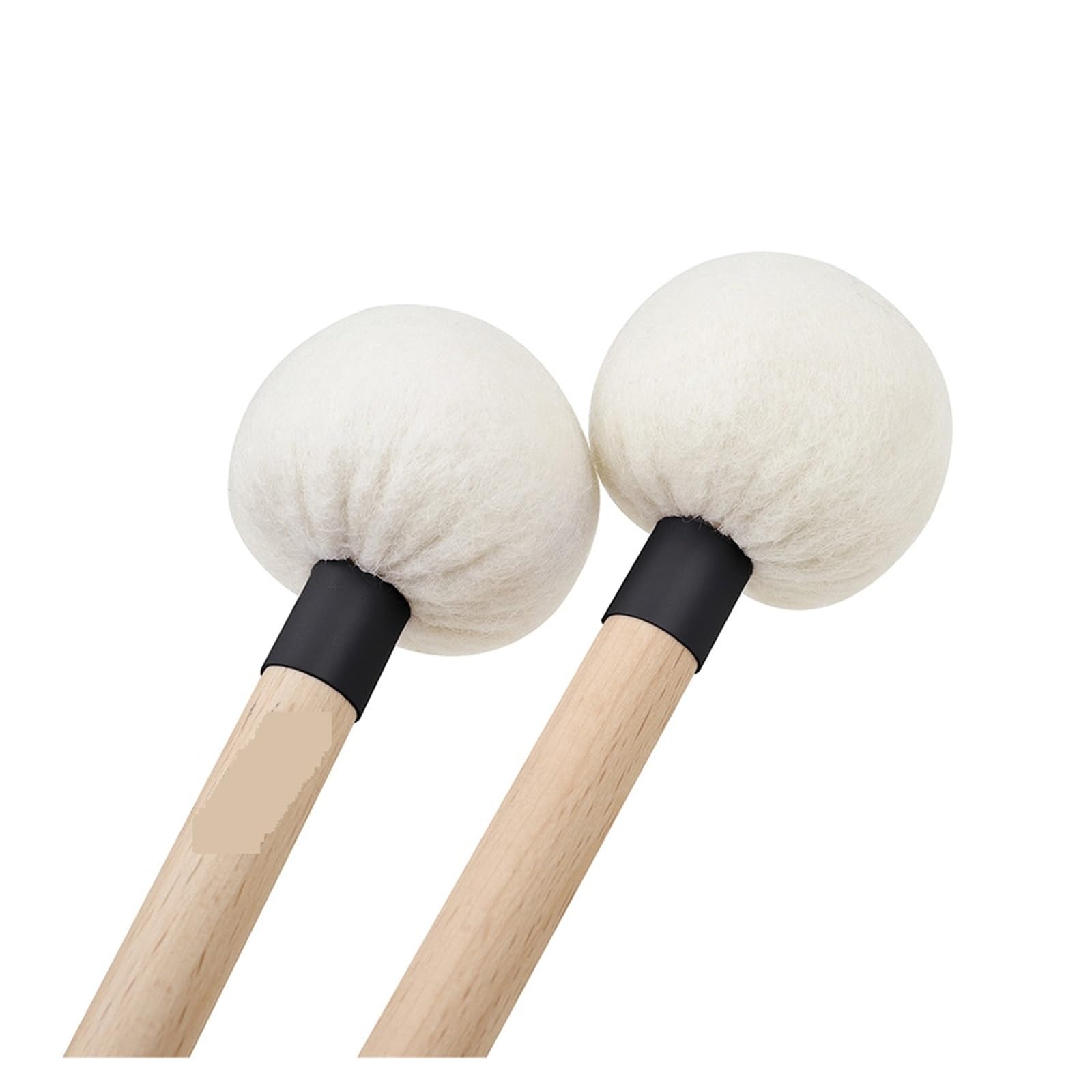 Mailloche Grosse Caisse 1 paire de baguettes timbales en feutre, manche bois, antidérapantes, accessoires for instruments percussion(BLack)