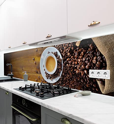 Küchenrückwand-Folie Selbstklebend – Motive Wie Kaffee & Tassen, 220x51 Cm, Premium Hart-PVC