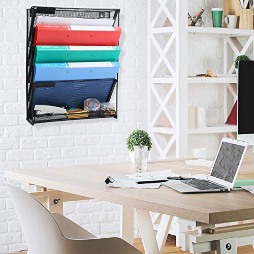 Samstar Wall File Organizer Holder, 5-Tier Wall Mount Vertical File Rack For Office Home, Black. #TOP4