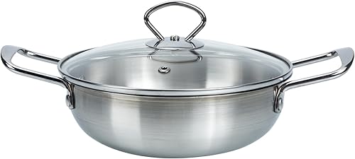 GANAZONO Mini olla de sopa de ramen, olla caliente coreana de acero inoxidable con asa para cocinar fácilmente, perfecta para fideos y mariscos,