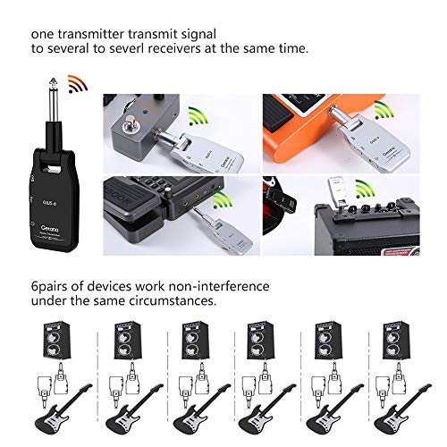 Getaria Guitar Transmitter Receiver Wireless Guitar System Built-in Rechargeable Lithium Battery For Electric Guitar Bass GWS-6 - Thumbnail 3