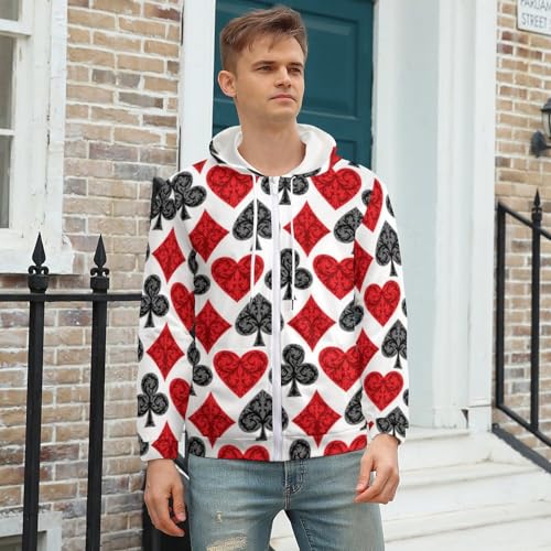 Playing Card Poker Men's Graphic Hoodies Zip Up Drawstring Hooded Sweatshirts Casual Jacket Coat Streetwear2