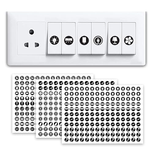 Image of Trueflair Stickers for Switch Board for Home Wall Switches, Contain All Common Switch Stickers (Black and White - 2)