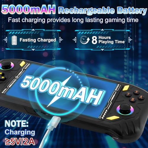 Image of RG56 PRO Retro Handheld Game Consoles-5.5 Inches IPS Screen,5000mAh Battery and Open Linux System,64G TF Card,18000+ Classic 3D Video Games,Portable Retro Gaming Console for Adults(Black)