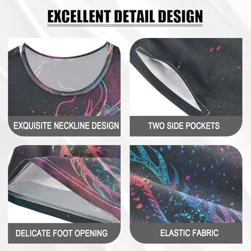 senya Short Sleeve Pajamas Sets Summer Cotton Sleepwear Rainbow Color Dragon4